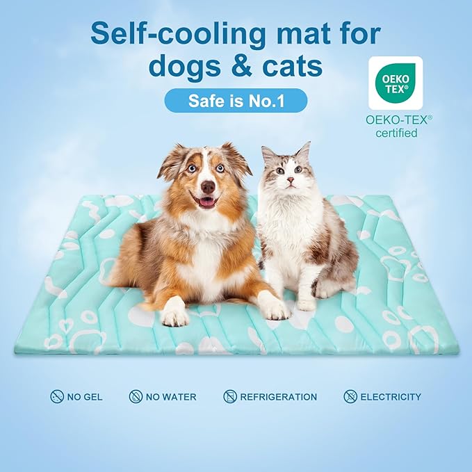 BEAUTYZOO Upgrade Dog Cooling Mat Extra Large, Reversible Self-Cooling Mat for Dogs, Thicken Pet Ice Cool Pad Blanket for Summer Kennel Sofa Bed Floor Car Seat, Machine Washable&Foldable, 36"x23"