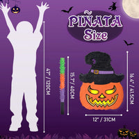 WERNNSAI Halloween skull pumpkin piñata in orange and black with spooky face - view 10