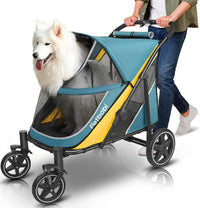 Petbobi Dog Stroller for Large Medium Dogs up to 80 lbs - Green&Yellow
