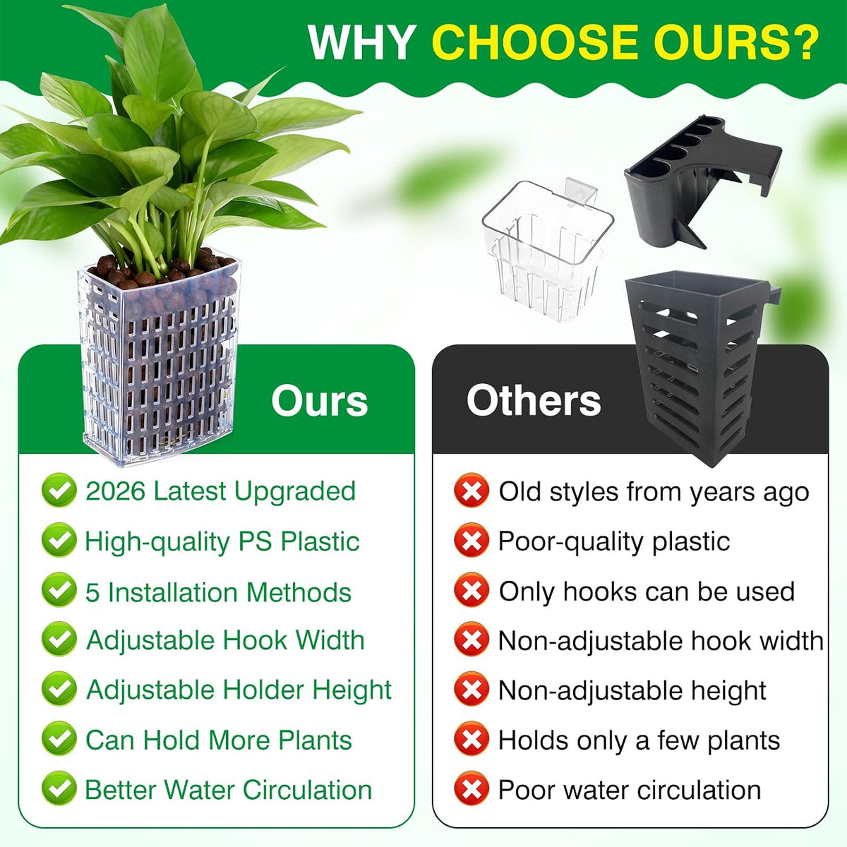2026 Latest Upgraded Aquarium Plant Holder Adjustable Height - Transparent-2 Pack - image 4