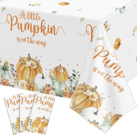 NatNarr 3 Pack Wood Grain Plastic Tablecloths - Autumn Pumpkin