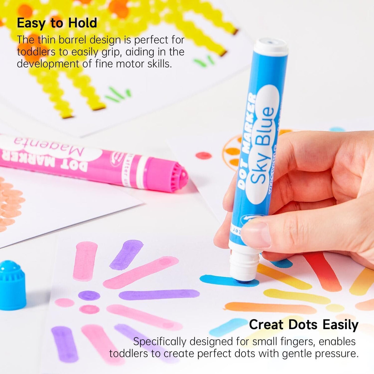 Shuttle Art Dot Markers, 10 Colors Washable Markers for Toddlers - 20 Colors / 20 - image 3