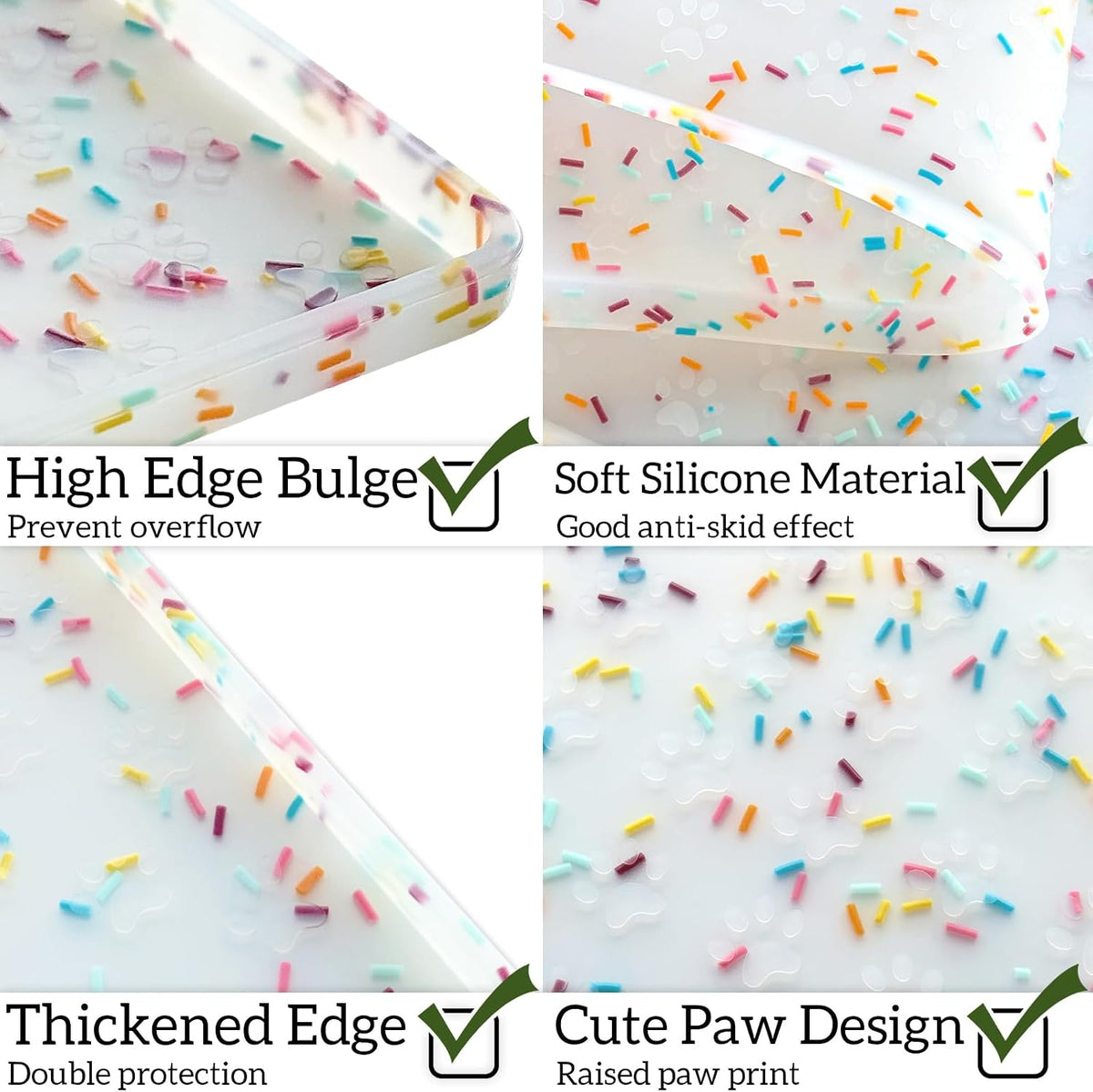 Pet Placemat for Dog and Cat - 24.5"L x 16.5"W / Donut-White - image 4