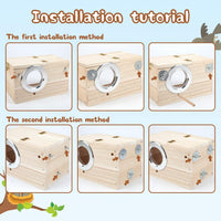 Parakeet Nesting Box, Wooden Parrot Nest Breeding Box with Perch - Horizontal Breeding Box / S - image 4