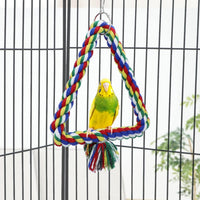 Bird Triangle Rope Swing Colorful Perch Chewing Toy for Parrots - S - image 4
