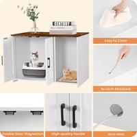 Cat Litter Box Enclosure, with Scratching Mat - White+Rustic Brown / 27.6"L x 18.2"W x 19.6"H - image 4