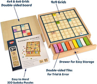 BOHS wooden color sudoku board game with multicolored number tiles, drawer and puzzle book - view 2