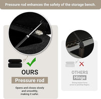 Storage Ottoman Bench 49.2 Inch Upholstered Fabric Storage Bench for Bedroom End of Bed Aesthetic Large Oval Ottoman for Living Room Entryway (Black)