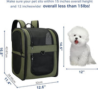 Apollo Walker Dog & Cat Carrier Backpack for 4-15lb Pets - Ventilated Safe Design with Padded Back Support, Breathable Mesh Pet Backpack for Hiking, Travel, Outdoor (Green)