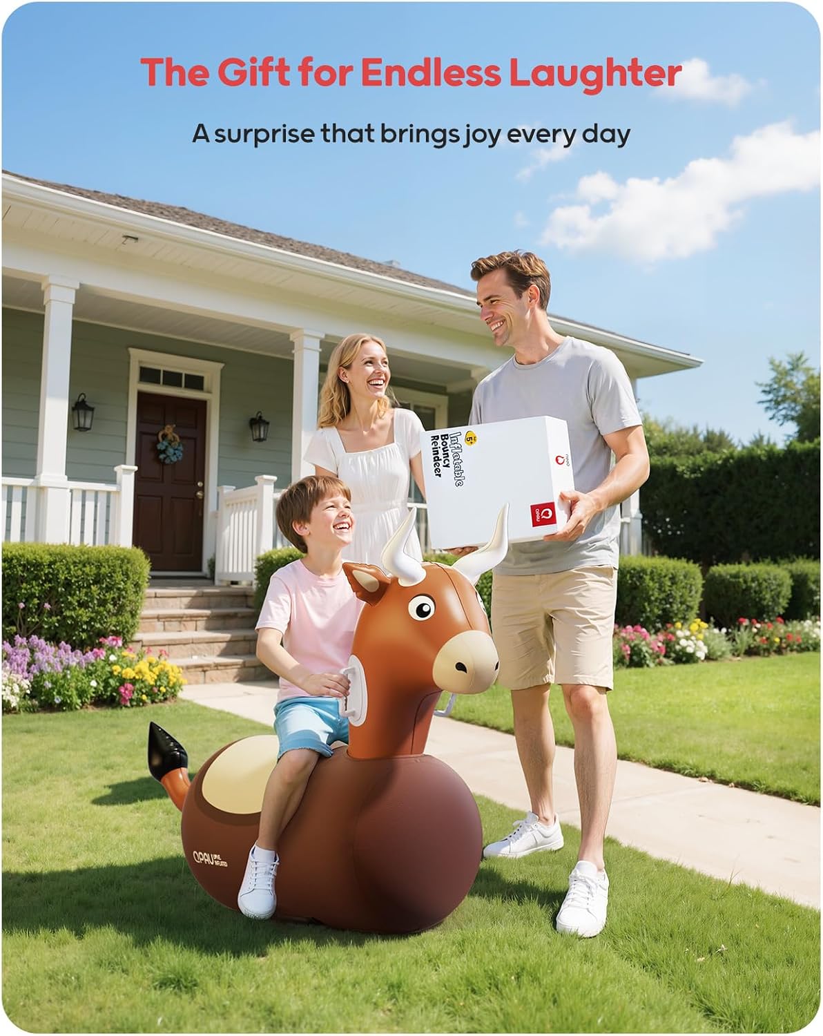 QPAU Inflatable Dinosaur Bouncy Hopper Toy - Bull / 2 Pack - image 3