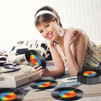 ZOIIWA vinyl record themed paper napkins with colorful music note logo, 50 pack - view 7