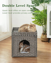 Cat Beds Indoor Kitten House, PE Rattan Cat Cave - Gray / Rectangle-XL - image 2