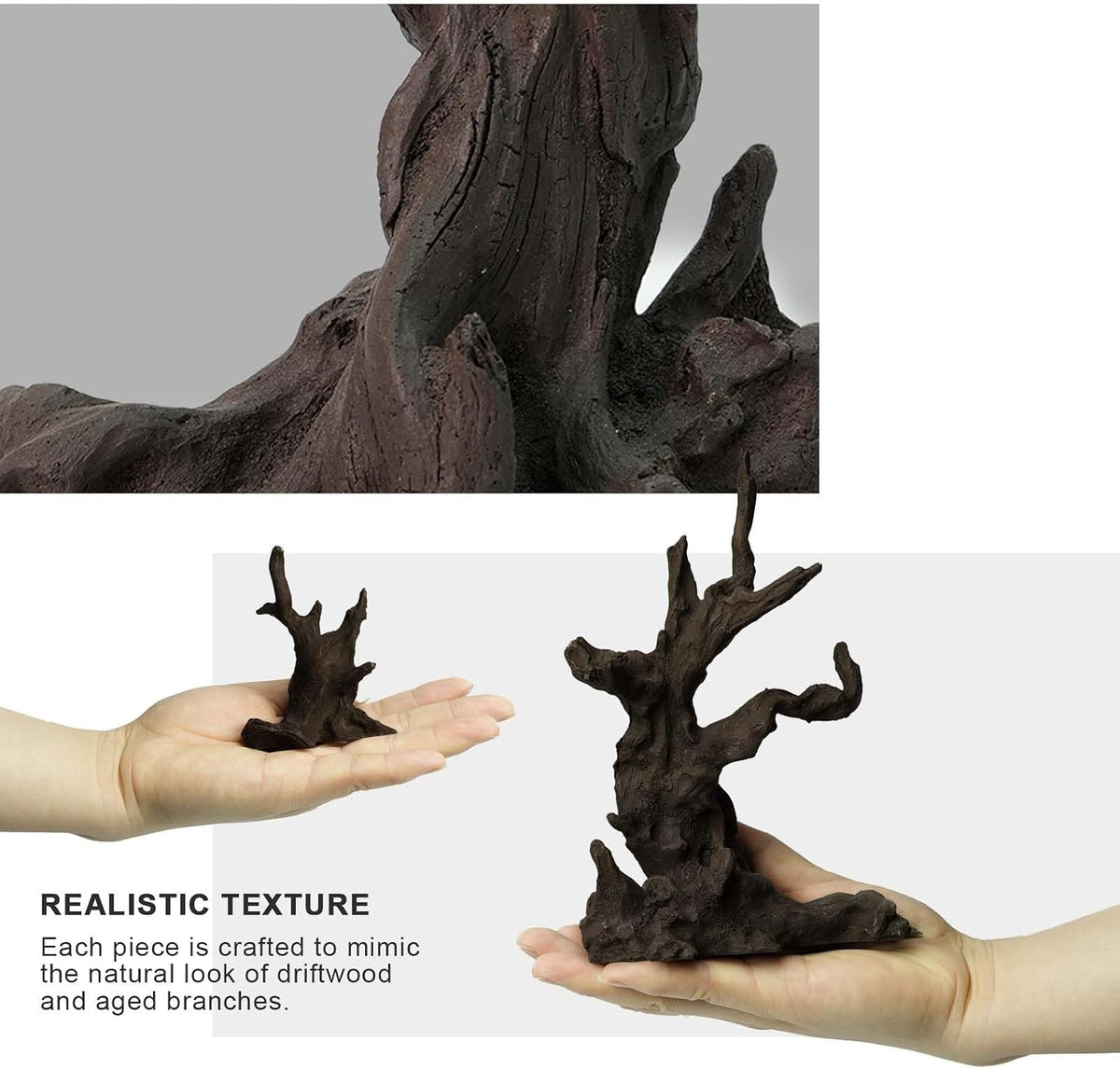 FZONE Aquarium Driftwood, Resin Rock Decor for Aquascaping Hardscape – Essentials for Fish - 03Driftwood:6.7×4.7×3.0"/3.1×2.4×1.4" - image 3
