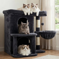Heybly 26.3" Cat Tree for Large Cats with Big Perch & Dual Condos - Smoky Gray / 25.6 inch - image 2