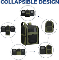 Apollo Walker Dog & Cat Carrier Backpack for 4-15lb Pets - Ventilated Safe Design with Padded Back Support, Breathable Mesh Pet Backpack for Hiking, Travel, Outdoor (Green)