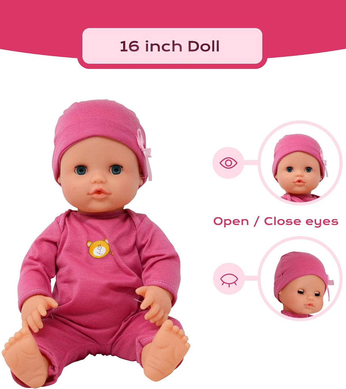 Interactive 16” Baby Doll Toy Doctor Kit with Light Up Heartbeat - image 4