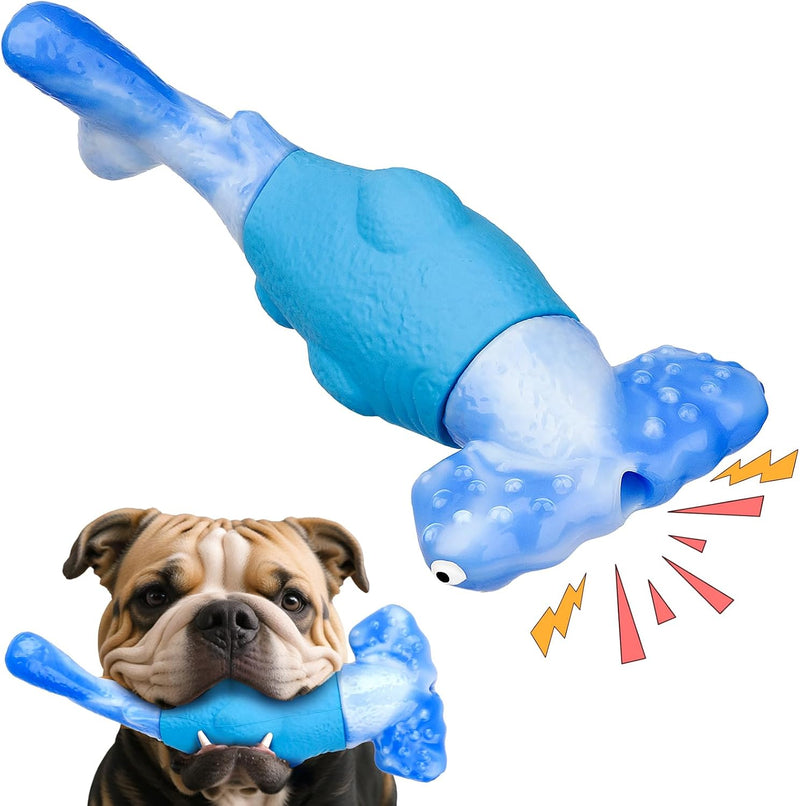 Dog Toys for Aggressive Chewers, Squeaky Tough Chew Toys – Essentials for Dogs - Blue / Hammerhead Shark
