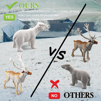 18pcs Arctic Animal Figures, Realistic Arctic Animals Toy Figurines Set with Arctic Fox Wolf Polar Bear Reindeer Figures for Kids, Miniature Toys Cake Topper Birthday Gift