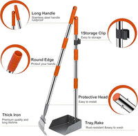 Niubya Pooper Scooper for Dogs, Metal Poop Scooper Tray and Rake Set with Adjustable Long Handle, Dog Pooper Scooper for Pet Waste Removal