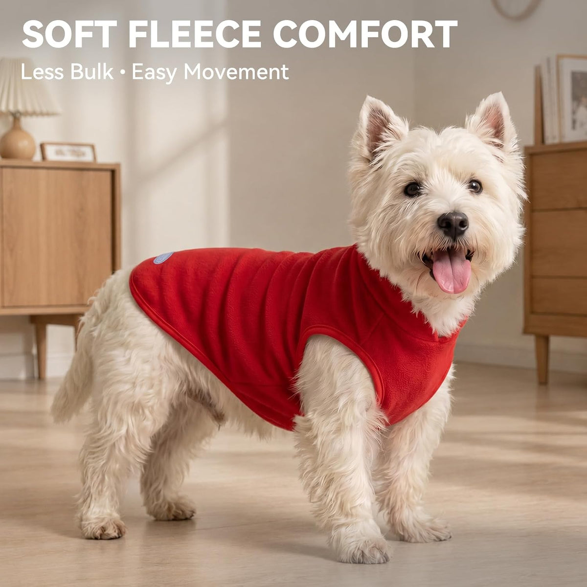 2 Pack Fleece Dog Sweater Pullover Lightweight Reflective Jacket – Essentials for Dogs - Red & Buffalo Plaid / Medium - image 2