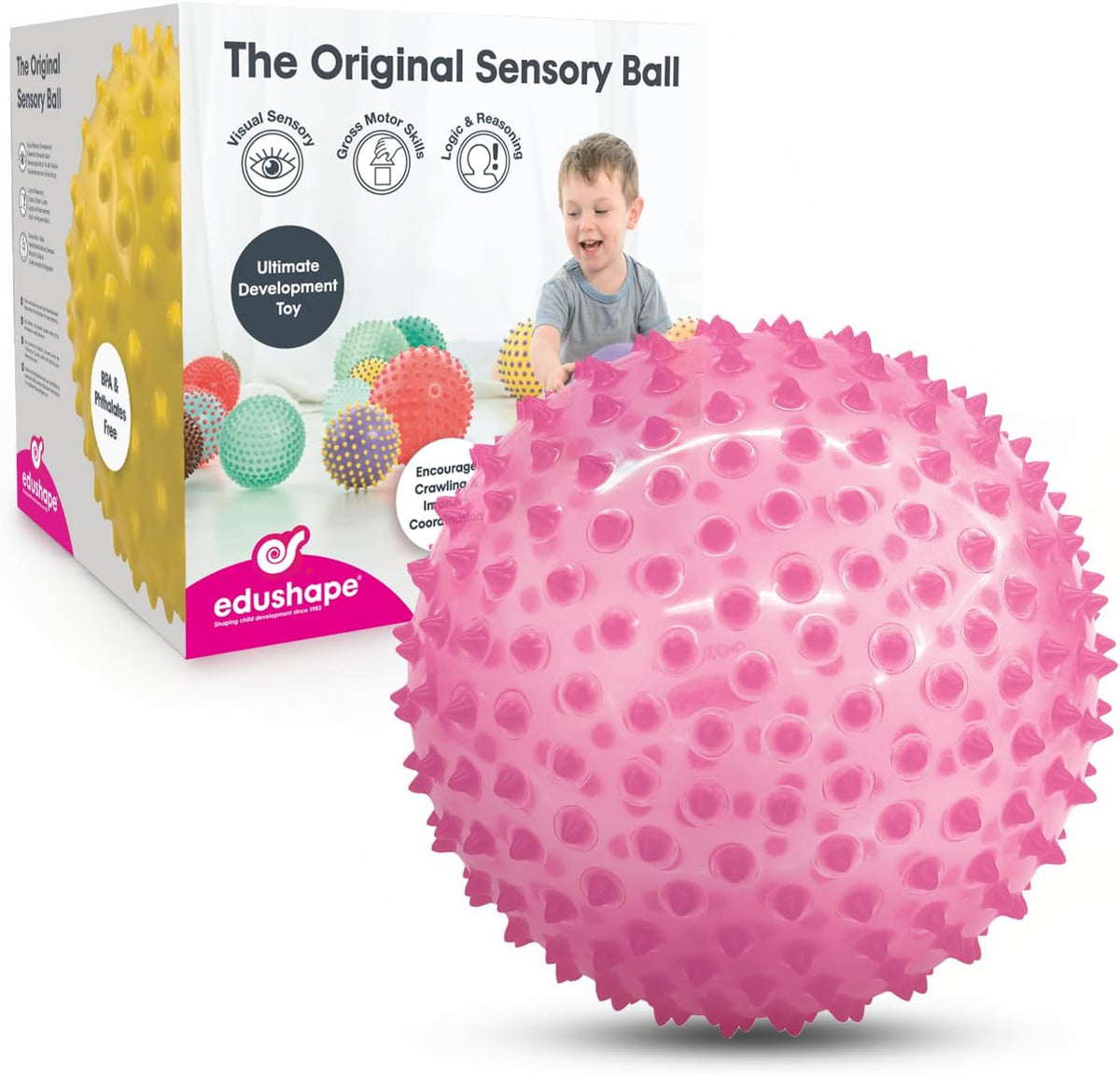 Edushape The Original Sensory Ball for Baby, Transparent Pink - Pink-Transparent