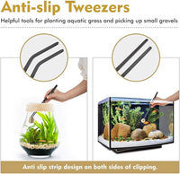hygger Long Stainless Steel Premium Aquarium Tools, 4 PCS Aquatic Plant Tweezers Scissors Spatula Kits Comes with 1 Cleaning Cloth, for Fish Tank Starters