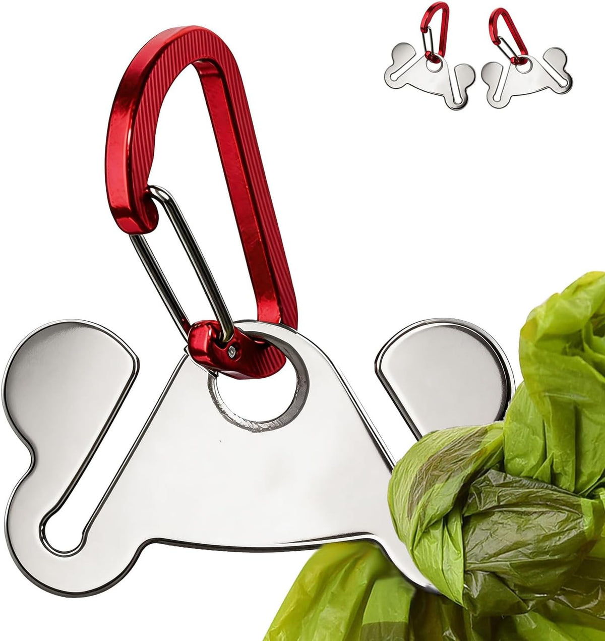 Dog Poop Bag Holder Leash Dogs Waste Bag Clip Dispenser Plastic - 2 Count (Pack of 1) / Red
