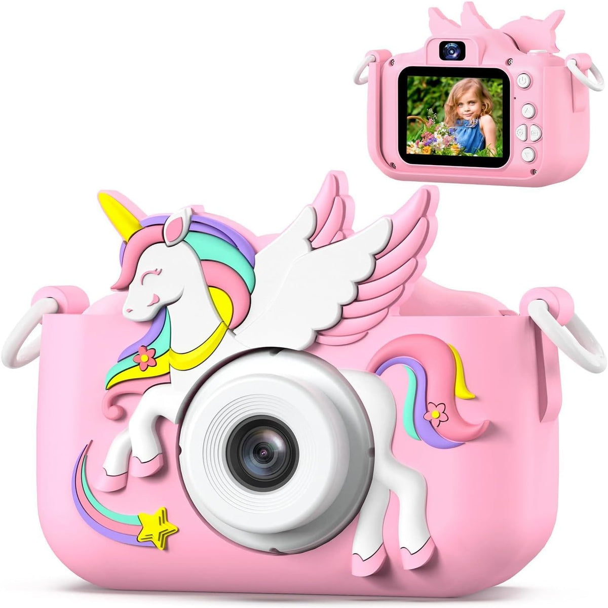 Dinosaur Kids Camera for Boys Girls - Colorful Pink