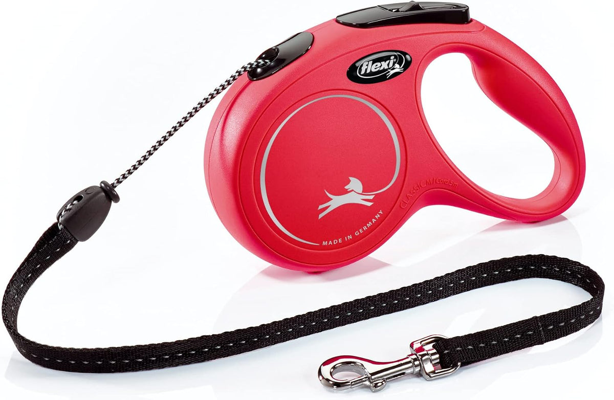 FLEXI Classic Cord Retractable Dog Leash - Red / Medium - 16 ft (Cord)