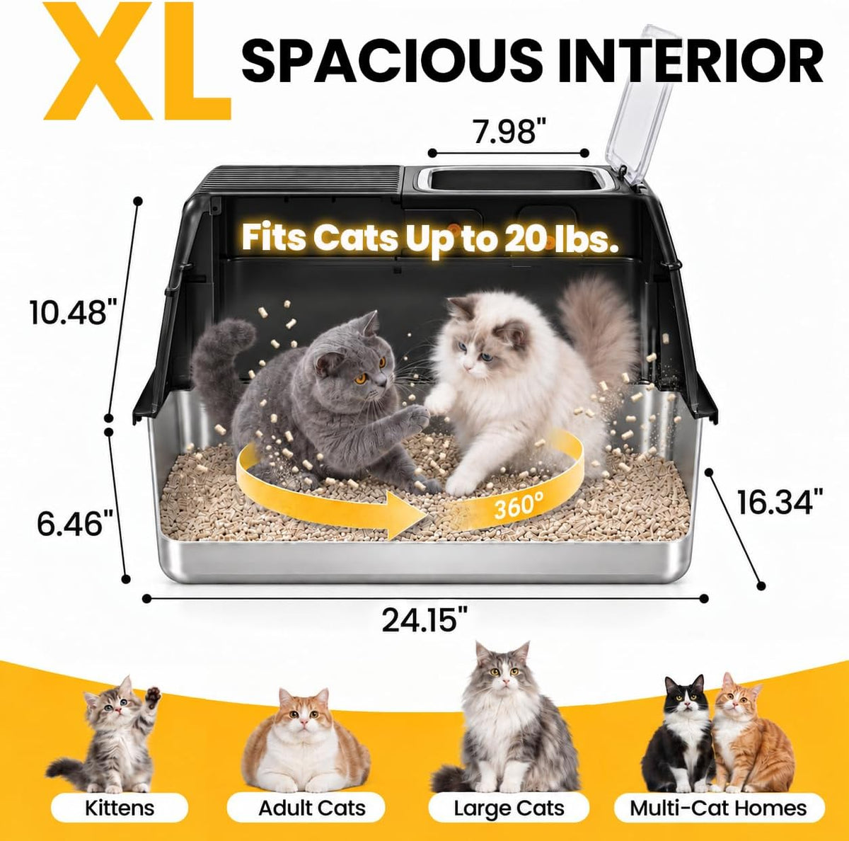 Stainless Steel Litter Box with Lid - image 3