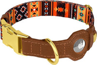 AirTag Dog Collar for Small Medium Large Breed - Adjustable Cute Pattern Dog Collar with Airtag Holder - Soft Leather Tracker GPS Apple Air Tag Pet Collars (X-Large, 20"-25" Neck Fit, Western)