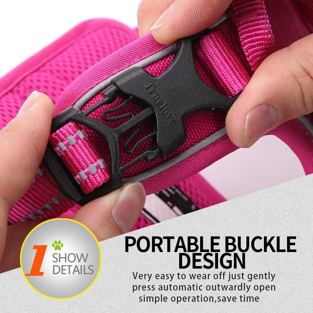 Truelove No Pull Dog Harness with Easy Control Handle and 2 Leash - X-Large / Fuchsia - image 3
