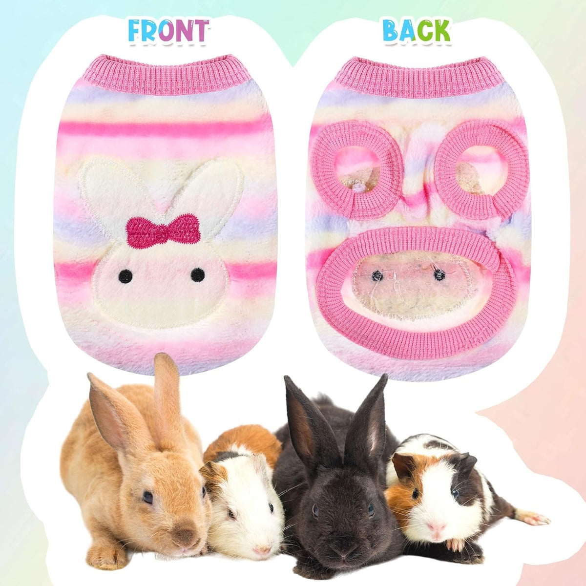 Clysee 10-piece guinea pig clothes set with flannel vests and knitted mini hats - view 23