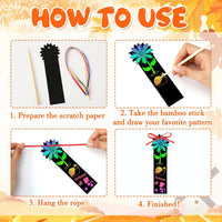 AUGSUN fall rainbow scratch art bookmarks with pumpkin and leaf designs - view 22