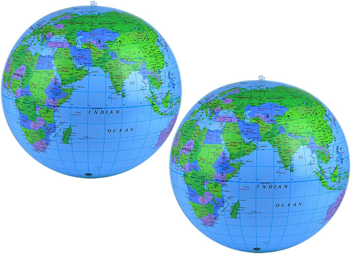 Coopay inflatable globe beach ball 2 pack, 12 inch PVC world map balls - view 3