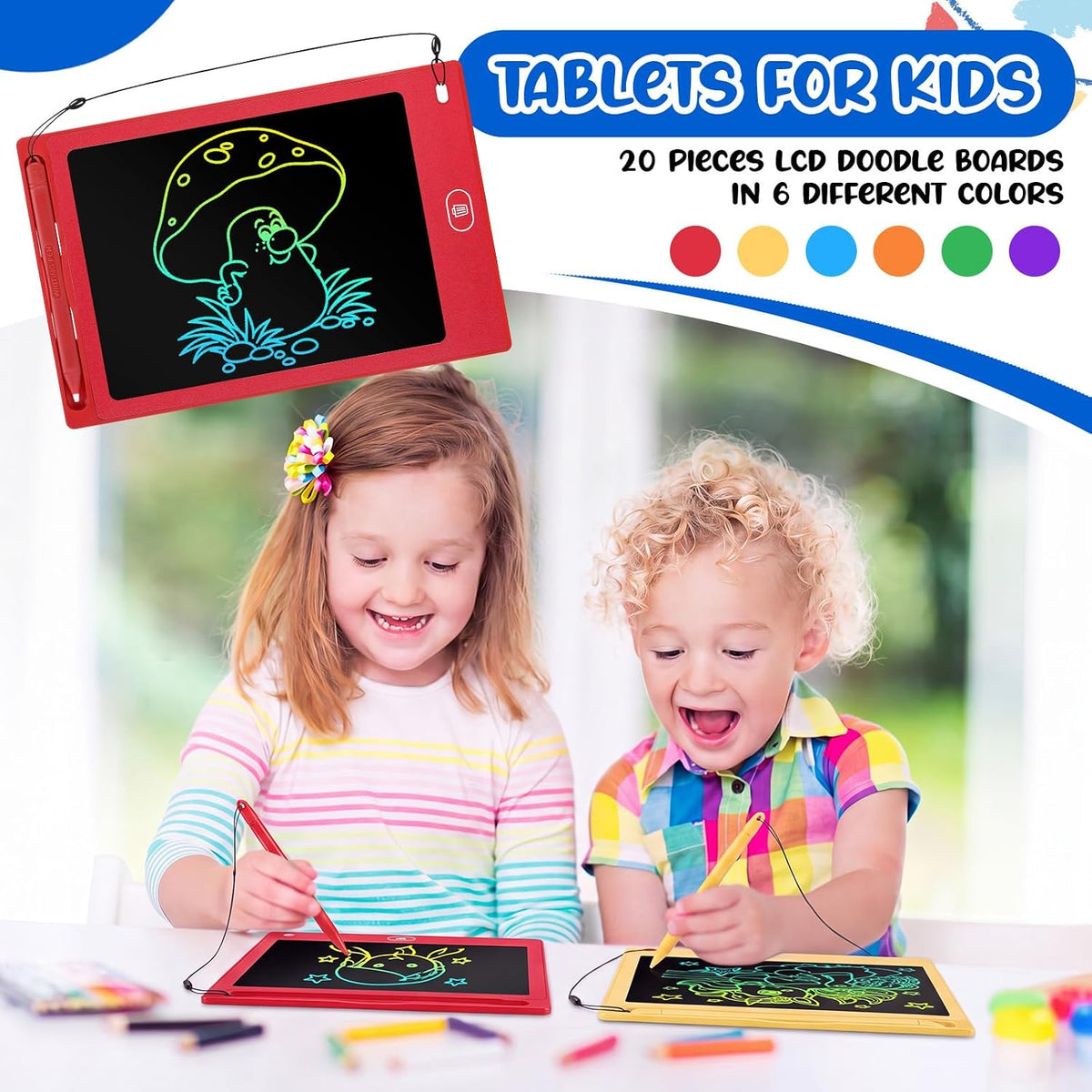 Zhehao 20 Pack 8.5 Inch LCD Writing Tablet Drawing Board - Vibrant / Cute - image 3