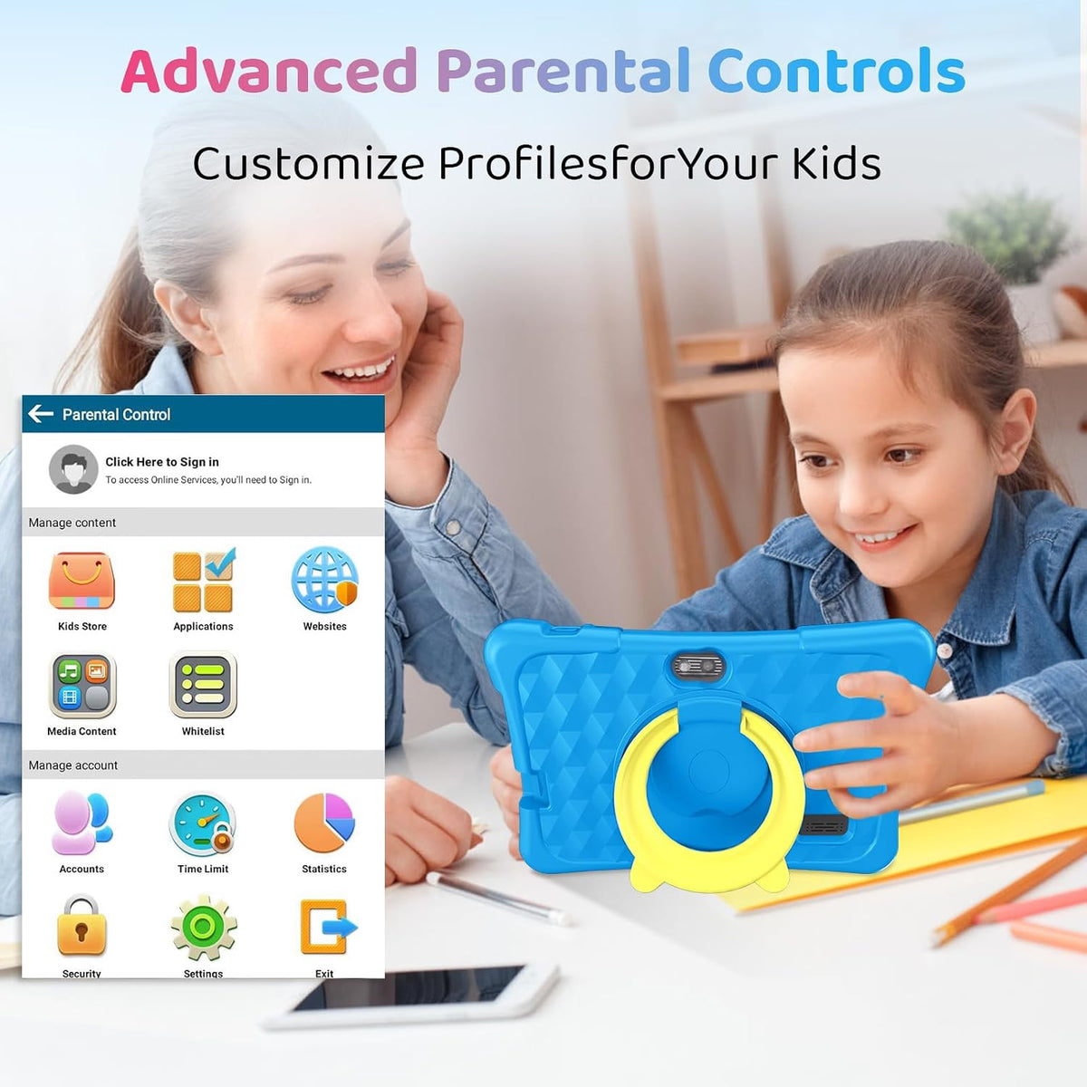 aiprotablet Kids Tablet, 6GB+32GB 1TB Expand - SkyBlue - image 4