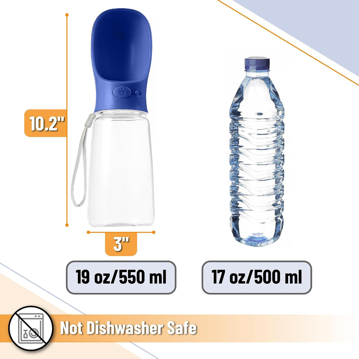 Mr. Pen, Portable Dog Water Bottle - Navy Blue - image 3