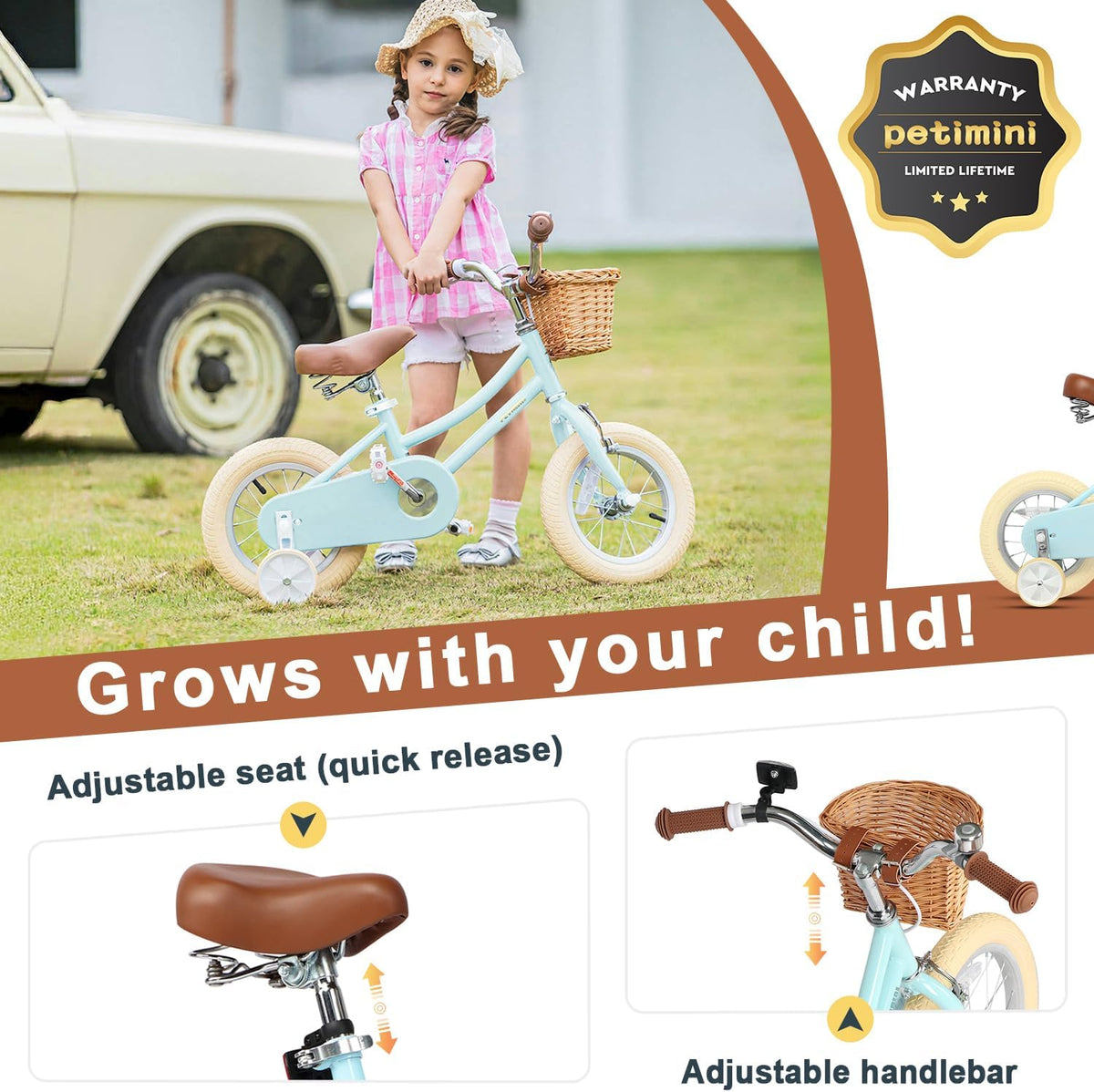 Petimini 12 14 16 18 20 Inch Kids Toddler Bike for Boys Girls – Fun for Kids & Family - Blue / 14 Inch - image 3