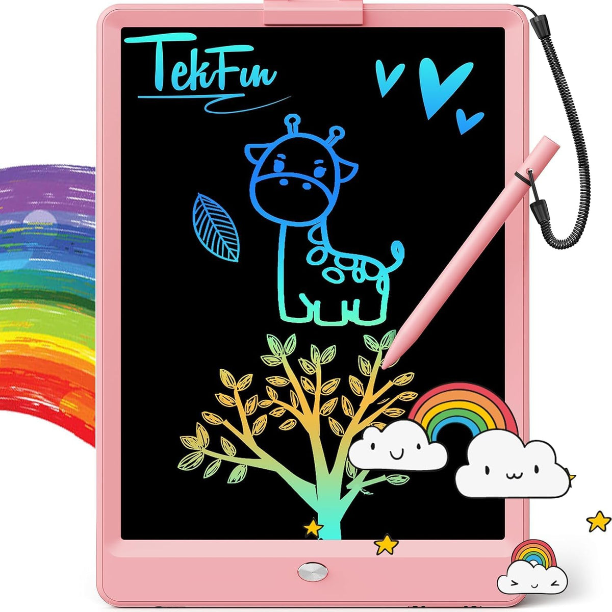 TEKFUN LCD Writing Tablet for Kids, Mess Free Doodle Board - Pink / 10 inch