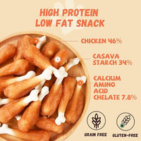 Dog Treats, Chicken Wrapped Calcium Bone Rawhide-Free Grain-Free Training Treats for Dogs Teeth Cleanning Breath Fresh Dog Chewy Snacks for Medium Large Dogs 10.6oz or 18-19 pcs