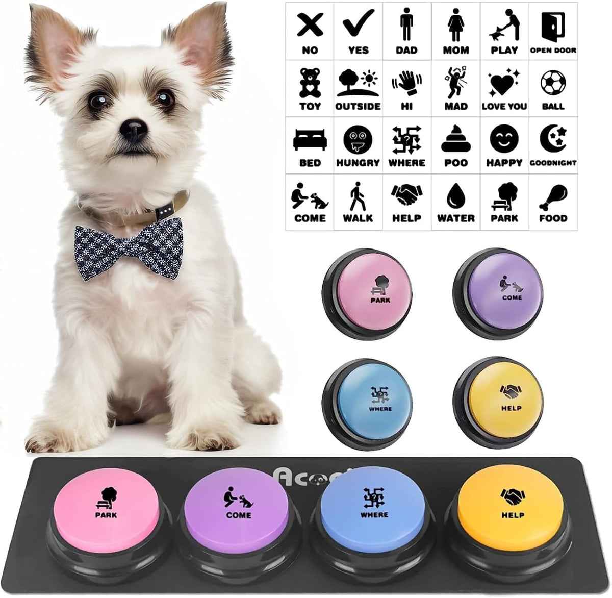 Dog Buttons for Communication - B-4 Pack