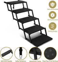 Foldable Dog Steps for Car SUV Truck - Standard 5 Steps / Black - image 2