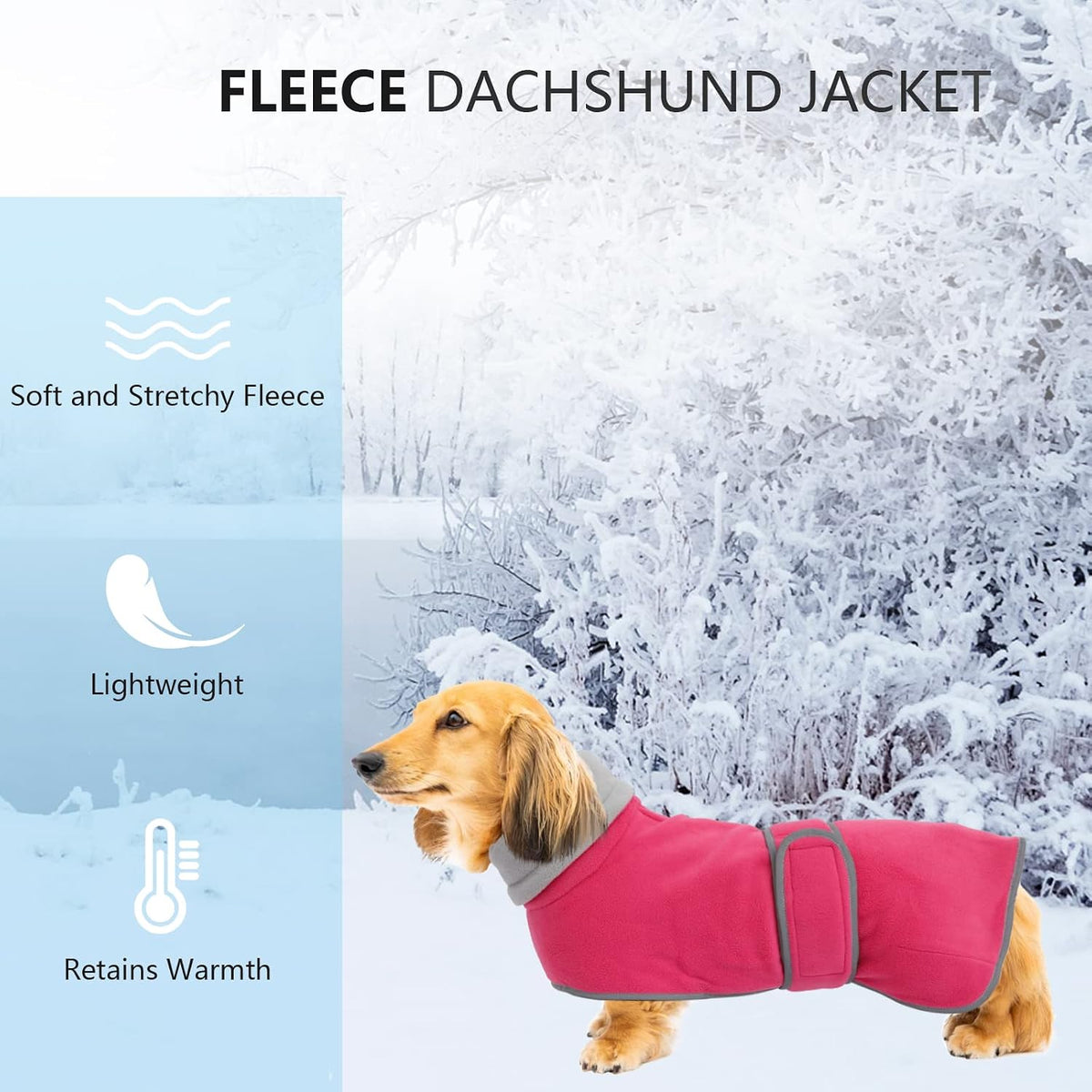 Dachshund Sweaters, Dachshund Coat Perfect Dog Winter Coat with Padded Fleece Lining - Small / Pink - image 4