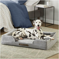 Friends Forever Large Dog Bed Couch - All-Foam Bolster Bed / Ally Grey / Large (35" x 25" x 6.5") - image 3