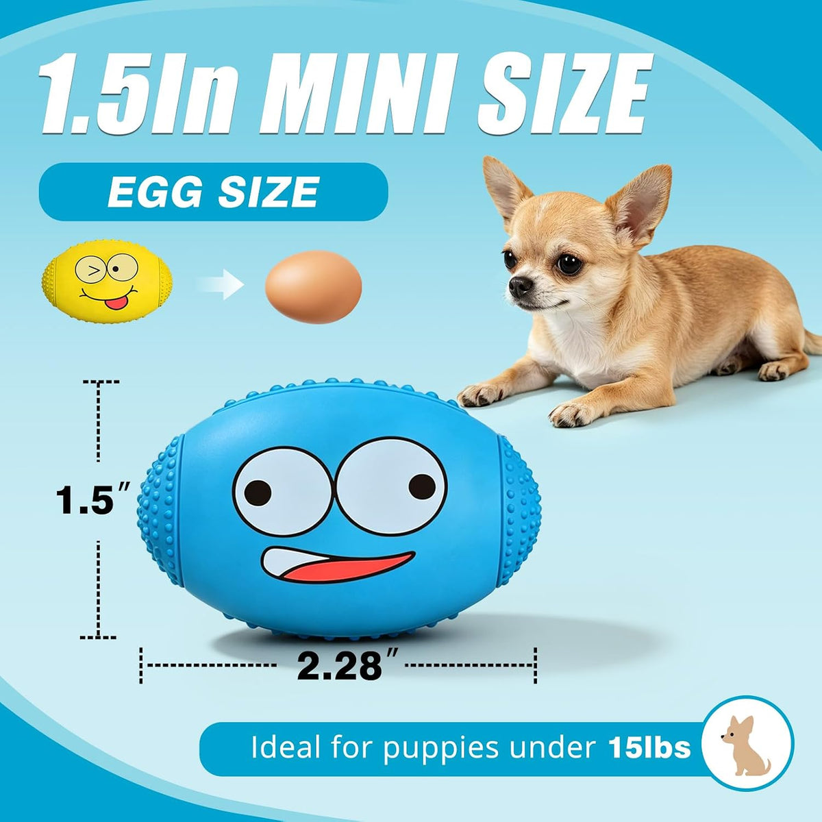 1.5” Squeaky Soft Rubber Football Dog Toy - image 2