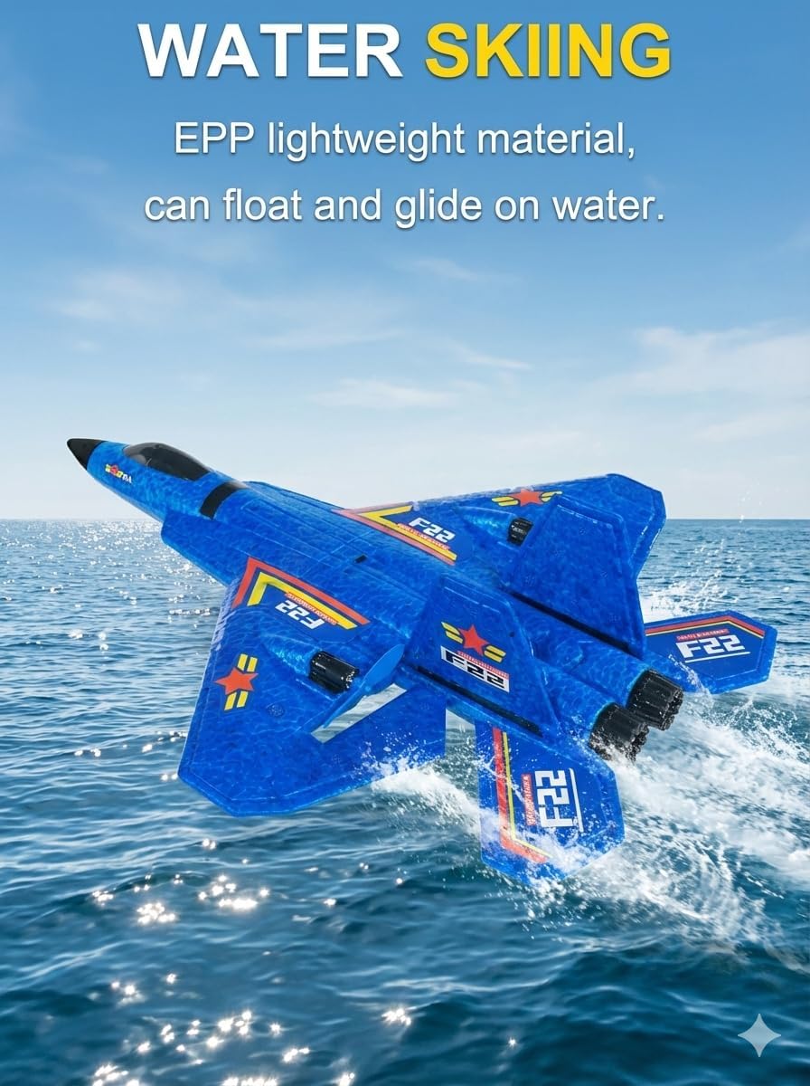 ANTSIR F-22 RC Airplane, 2.4GHz Easy to Fly Foam RC Plane - Blue F22-3 Batteries - image 3