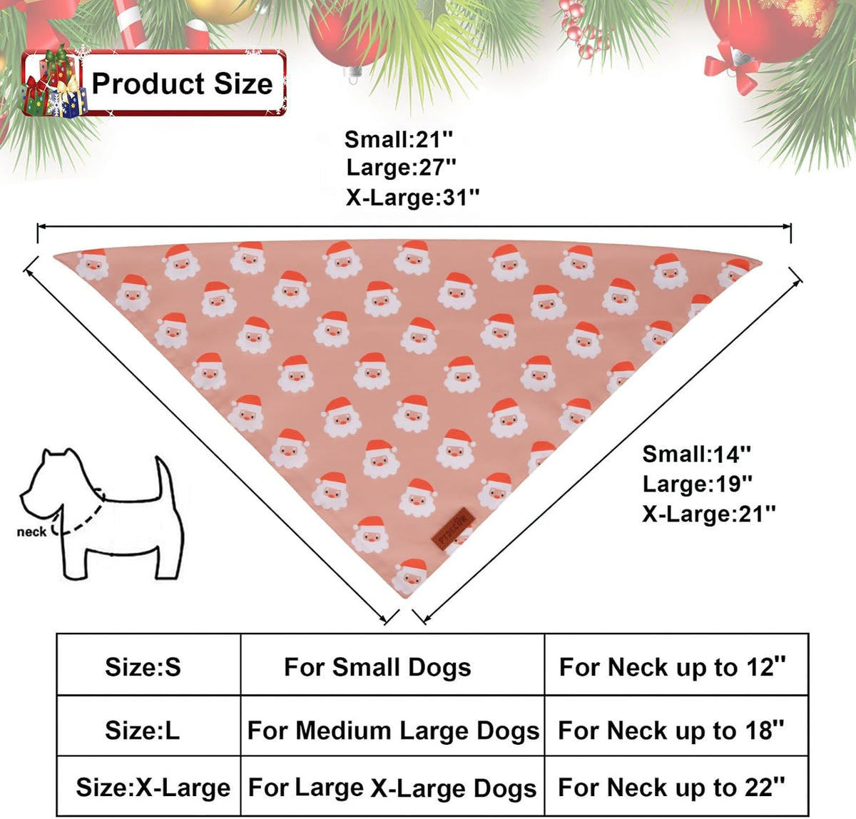PTDECOR Halloween Dog Bandana, Ghost Pumpkin Dog Scarf - X-Large / Christmas-2 - image 4