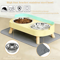 Elevated Cat Bowls with Food Mat - Yellow - image 3