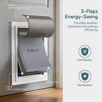 Baboni Dog Door for Door, 3-Flap, Durable Plastic Frame - Snow White / Large / Plastic Frame - image 3